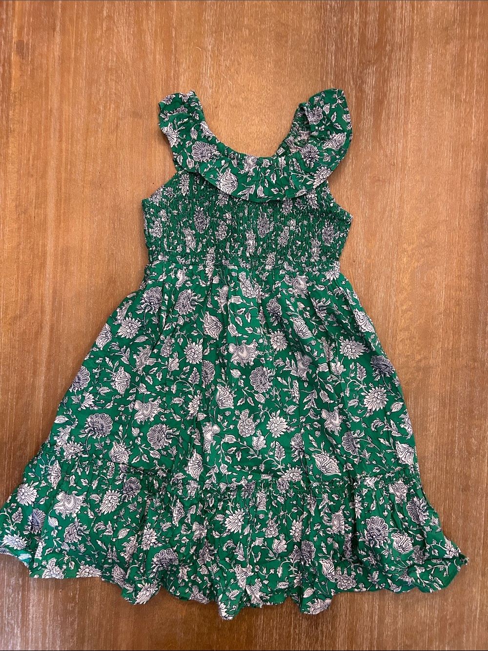 J.Crew Crewcuts Girls' Green Floral Ruffle Sundress